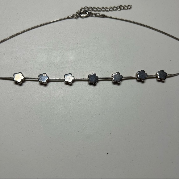 Vintage Y2K pink flower necklace adjustable silver chain fairy costume jewelry - Picture 4 of 4